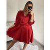 Šaty elegantní saténové dlouhý rukáv dámské (S/M/L ONE SIZE) ITALSKÁ MÓDA IMWB224072/DR (Velikost M/L, Barva červená)