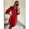 Šaty elegantní saténové dlouhý rukáv dámské (S/M/L ONE SIZE) ITALSKÁ MÓDA IMWB224072/DR (Velikost M/L, Barva červená)