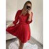 Šaty elegantní saténové dlouhý rukáv dámské (S/M/L ONE SIZE) ITALSKÁ MÓDA IMWB224072/DR (Velikost M/L, Barva červená)