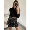 Sukně krátká třpytivá s flitry dámská (S/M ONE SIZE) ITALSKÁ MÓDA IMM22fl1026/DU (Velikost S/M/L, Barva Černá)