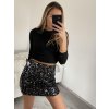 Sukně krátká třpytivá s flitry dámská (S/M ONE SIZE) ITALSKÁ MÓDA IMM22fl1026/DU (Velikost S/M/L, Barva Černá)