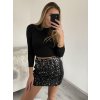 Sukně krátká třpytivá s flitry dámská (S/M ONE SIZE) ITALSKÁ MÓDA IMM22fl1026/DU (Velikost S/M/L, Barva Černá)