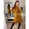 Šaty pletené s rolákem dlouhý rukáv dámské (S/M/L ONE SIZE) ITALSKá MóDA IM4221085/DU (Velikost S/M/L, Barva béžová)