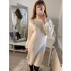 Šaty pletené s rolákem dlouhý rukáv dámské (S/M/L ONE SIZE) ITALSKá MóDA IM4221085/DU (Velikost S/M/L, Barva béžová)