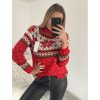 Svetr vánoční dlouhý rukáv dámský (S/M ONE SIZE) ITALSKÁ MÓDA IMM22VN22985/DR (Velikost S/M/L, Barva červená)