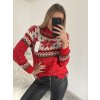Svetr vánoční dlouhý rukáv dámský (S/M ONE SIZE) ITALSKÁ MÓDA IMM22VN22985/DR (Velikost S/M/L, Barva červená)