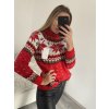 Svetr vánoční dlouhý rukáv dámský (S/M ONE SIZE) ITALSKÁ MÓDA IMM22VN22985/DR (Velikost S/M/L, Barva červená)