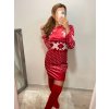 Šaty vánoční sametové dlouhý rukáv dámské (S/M ONE SIZE) ITALSKÁ MÓDA IMWY224065/DU (Velikost S/M/L, Barva červená)