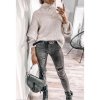 Svetr stojáček dlouhý rukáv dámský (S/M ONE SIZE) ITALSKÁ MÓDA IM42271701/DU (Velikost S/M/L, Barva červená)