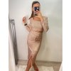 Souprava třpytivá flitrová sukně a top dlouhý rukáv dámská (S/M ONE SIZE) ITALSKÁ MÓDA IMWE224031/DU (Velikost S/M/L, Barva béžová)