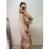 Souprava třpytivá flitrová sukně a top dlouhý rukáv dámská (S/M ONE SIZE) ITALSKÁ MÓDA IMWE224031/DU (Velikost S/M/L, Barva béžová)