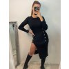Šaty elegantní úpletové dlouhý rukáv dámské (S/M ONE SIZE) ITALSKÁ MÓDA IMWGS223890/DU (Velikost S/M/L, Barva béžová)