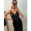 Šaty dlouhé elegantní plesové na ramínka dámské (S/M ONE SIZE) ITALSKÁ MÓDA IMWE226472/DU (Velikost S/M/L, Barva Černá)