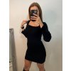 Šaty elegantní úpletové dlouhý rukáv dámské (S/M ONE SIZE) ITALSKÁ MÓDA IMPBB22Y22966/DU (Velikost S/M/L, Barva Černá)