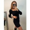 Šaty elegantní úpletové dlouhý rukáv dámské (S/M ONE SIZE) ITALSKÁ MÓDA IMPBB22Y22966/DU (Velikost S/M/L, Barva Černá)