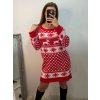 Šaty pletené dlouhý rukáv dámské vánoční (S/M ONE SIZE) ITALSKÁ MÓDA IMPBB22X20286/DU (Velikost S/M/L, Barva červená)