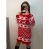 Šaty pletené dlouhý rukáv dámské vánoční (S/M ONE SIZE) ITALSKÁ MÓDA IMPBB22X20286/DU (Velikost S/M/L, Barva červená)
