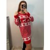 Šaty pletené dlouhý rukáv dámské vánoční (S/M ONE SIZE) ITALSKÁ MÓDA IMPBB22X20286/DU (Velikost S/M/L, Barva červená)