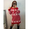 Šaty pletené dlouhý rukáv dámské vánoční (S/M ONE SIZE) ITALSKÁ MÓDA IMPBB22X20286/DU (Velikost S/M/L, Barva červená)