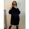 Šaty pletené/svetr prodloužený s rolákem dlouhý rukáv dámský (S/M ONE SIZE) ITALSKÁ MÓDA IMPBB22J212/DU (Velikost S/M/L, Barva Černá)