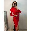 Šaty elegantní úpletové dlouhý rukáv dámské (S/M ONE SIZE) ITALSKÁ MÓDA IMPBB22Y22990/DU (Velikost S/M/L, Barva červená)
