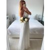 Šaty elegantní společenské dlouhé bez rukávu dámské (S/M ONE SIZE) ITALSKá MóDA IMM2219805/DU (Velikost S/M/L, Barva bílá)