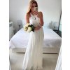 Šaty elegantní společenské dlouhé bez rukávu dámské (S/M ONE SIZE) ITALSKá MóDA IMM2219805/DU (Velikost S/M/L, Barva bílá)