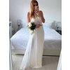 Šaty elegantní společenské dlouhé bez rukávu dámské (S/M ONE SIZE) ITALSKá MóDA IMM2219805/DU (Velikost S/M/L, Barva bílá)