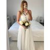 Šaty elegantní svatební společenské dlouhé na ramínka dámské (S/M ONE SIZE) ITALSKá MóDA IMM2268806/DU (Velikost S/M/L, Barva bílá)
