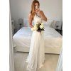 Šaty elegantní svatební společenské dlouhé na ramínka dámské (S/M ONE SIZE) ITALSKá MóDA IMM2268806/DU (Velikost S/M/L, Barva bílá)