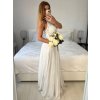 Šaty elegantní svatební společenské dlouhé na ramínka dámské (S/M ONE SIZE) ITALSKá MóDA IMM2268806/DU (Velikost S/M/L, Barva bílá)