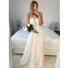 Šaty elegantní svatební společenské dlouhé na ramínka dámské (S/M ONE SIZE) ITALSKá MóDA IMM2268806/DU (Velikost S/M/L, Barva bílá)