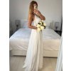 Šaty elegantní svatební společenské dlouhé na ramínka dámské (S/M ONE SIZE) ITALSKá MóDA IMM2268806/DU (Velikost S/M/L, Barva bílá)