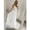 Šaty elegantní svatební společenské dlouhé na ramínka dámské (S/M ONE SIZE) ITALSKá MóDA IMM2268806/DU (Velikost S/M/L, Barva bílá)