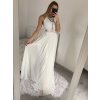 Šaty elegantní svatební společenské dlouhé na ramínka dámské (S/M ONE SIZE) ITALSKá MóDA IMM2268806/DU (Velikost S/M/L, Barva bílá)
