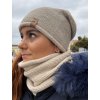Čepice nákrčník souprava zimní dámská (ONE SIZE) POLSKÁ VÝROBA PV820056/DR (Velikost ONE SIZE, Barva béžová)