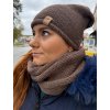 Čepice nákrčník souprava zimní dámská (ONE SIZE) POLSKÁ VÝROBA PV820056/DR (Velikost ONE SIZE, Barva béžová)