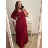 Šaty elegantní dlouhé krátký rukáv dámské nadrozměr (XL/2XL ONE SIZE) ITALSKÁ MÓDA IMPSH2280302/DU (Velikost XL/2XL, Barva vínová)