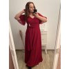 Šaty elegantní dlouhé krátký rukáv dámské nadrozměr (XL/2XL ONE SIZE) ITALSKÁ MÓDA IMPSH2280302/DU (Velikost XL/2XL, Barva vínová)