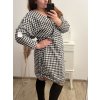 Šaty elegantní dlouhý rukáv dámské nadrozměr (XL/2XL/3XL ONE SIZE) ITALSKÁ MÓDA IMWQ22MARIA/DR (Velikost 2XL/3XL, Barva Černo-bílá)