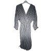 Šaty elegantní dlouhý rukáv dámské nadrozměr (XL/2XL/3XL ONE SIZE) ITALSKÁ MÓDA IMWQ22MARIA/DR (Velikost 2XL/3XL, Barva Černo-bílá)