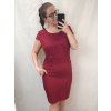 Šaty elegantní společenské bez rukávu dámské nadrozměr (44-54) POLSKÁ MÓDA PMF22004A/DR (Velikost 44, Barva vínová)