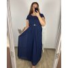 Šaty plesové elegantní společenské krátký rukáv dámské nadrozměr (L/XL/2XL ONE SIZE) ITALSKÁ MÓDA IMM22693/DU (Velikost XL/2XL, Barva Černá)