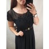Šaty plesové elegantní společenské krátký rukáv dámské nadrozměr (L/XL/2XL ONE SIZE) ITALSKÁ MÓDA IMM22693/DU (Velikost XL/2XL, Barva Černá)