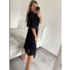 Šaty společenské elegantní šifonové krátký rukáv dámské nadrozměr (XL/2XL ONE SIZE) ITALSKÁ MÓDA IMM229012ZO/DUR (Velikost XL/2XL, Barva Černá)