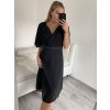 Šaty společenské elegantní šifonové krátký rukáv dámské nadrozměr (XL/2XL ONE SIZE) ITALSKÁ MÓDA IMM229012ZO/DUR (Velikost XL/2XL, Barva Černá)
