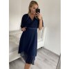 Šaty společenské elegantní šifonové krátký rukáv dámské nadrozměr (XL/2XL ONE SIZE) ITALSKÁ MÓDA IMM229012ZO/DUR (Velikost XL/2XL, Barva Černá)