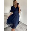 Šaty společenské elegantní šifonové krátký rukáv dámské nadrozměr (XL/2XL ONE SIZE) ITALSKÁ MÓDA IMM229012ZO/DUR (Velikost XL/2XL, Barva Černá)