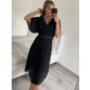 Šaty společenské elegantní šifonové krátký rukáv dámské nadrozměr (XL/2XL ONE SIZE) ITALSKÁ MÓDA IMM229012ZO/DUR (Velikost XL/2XL, Barva Černá)