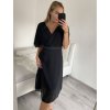 Šaty společenské elegantní šifonové krátký rukáv dámské nadrozměr (XL/2XL ONE SIZE) ITALSKÁ MÓDA IMM229012ZO/DUR (Velikost XL/2XL, Barva Černá)